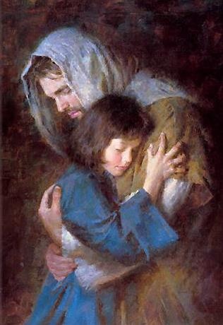 Jesus holding girl